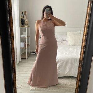 Hayley Paige Sheer Blush Halter Bridesmaid